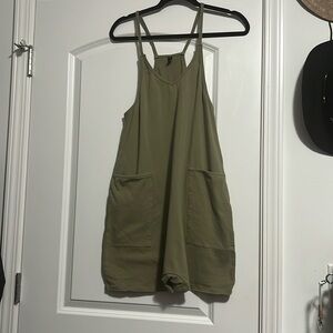 Olive green casual romper.